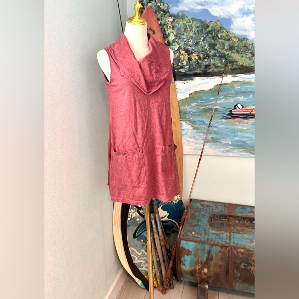 ⭐️Neon Buddha,Canada,Mauve Cowl Neck Sleeveless Casual Tunic Lagenlook,Size S - Picture 6 of 10